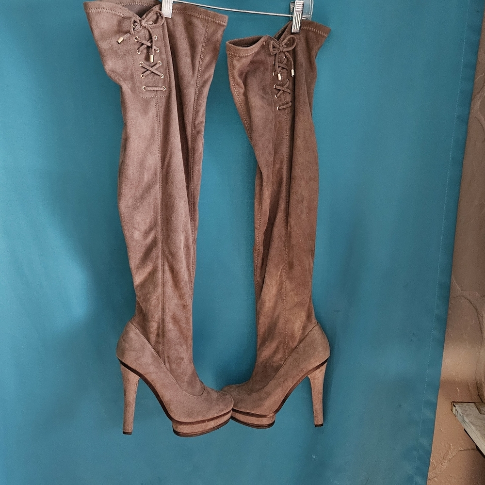 Jennifer Lopez Above Knee High Heel Suede Boots